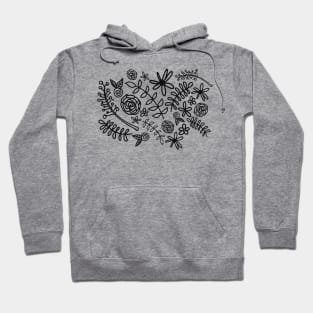 flower doodle black and pink Hoodie